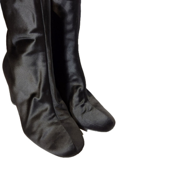 Size 10 Bootie Satin Rounded Heeled boot Fabric Black JESSICA SIMPSON - Picture 4 of 16